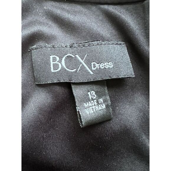 BCX Juniors Black Floral Dress Size 13 Fit & Flare Ruffle Hem Halter Party Vibe - Picture 10 of 10